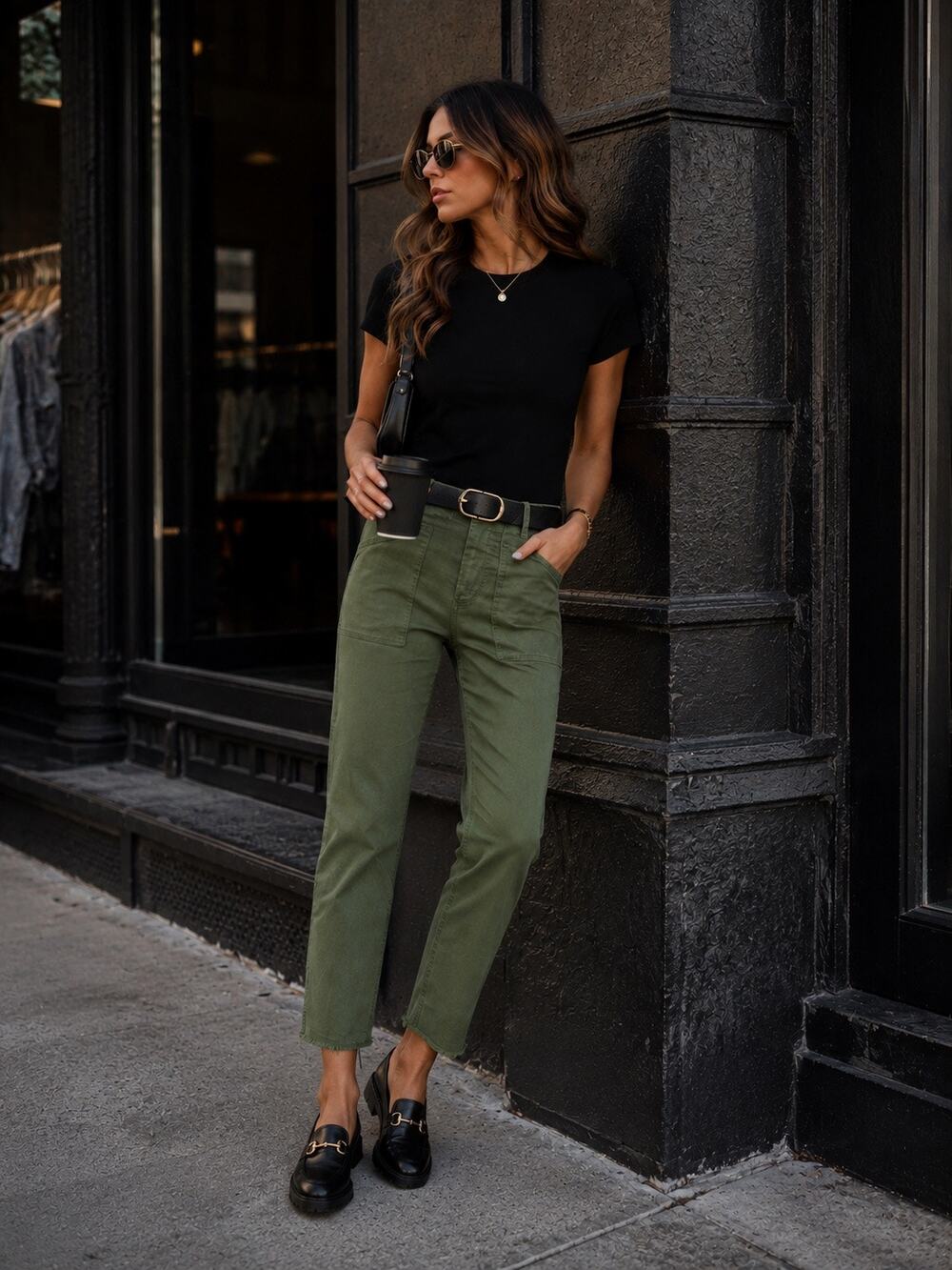 Nili Lotan Green Cropped Jenna Cotton Pants Size 4 Small
